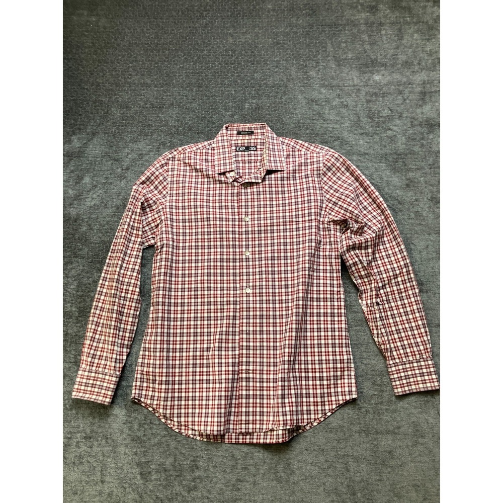 Express Casual‎ Shirt Mens Medium Multicolor Plaid Modern Fit Collared Button Up